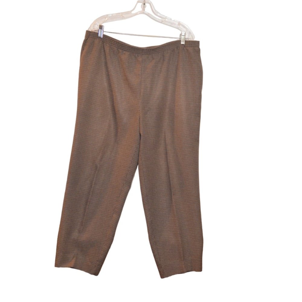 ALFRED DUNNER Brown Lines Pattern Elastic on Belt/Waist Women's Pants 16